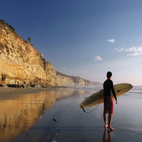 Surfer on beach CA